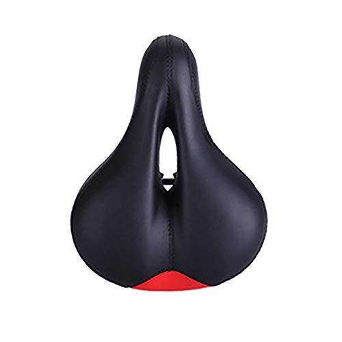 Mountain Bike Seat : Comfortable Men Women Bike Seat Memory Foam Padded Leather Wide Bicycle Saddle Cushion, Waterproof, Dual Spring Designed, Soft, Breathable, Fit Most Bikes, Red