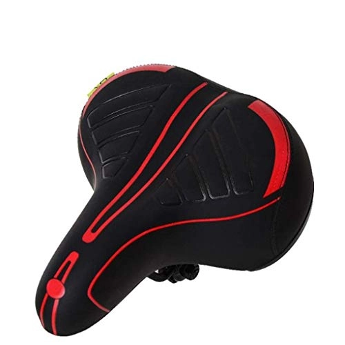Mountain Bike Seat : Comfortable Men Women Bike Seat Memory Foam Padded Leather Wide Bicycle Saddle Cushion with Taillight, Waterproof, Dual Spring Designed, Soft, Breathable, Fit Most Bikes (Color : A)