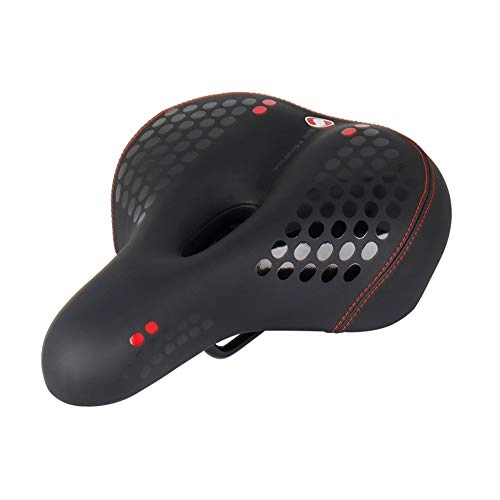 Mountain Bike Seat : Comfortable mountain bike saddle, foam padded leather bike saddle, taillights, waterproof, soft, breathable, suitable for mountain bikes, most bikes-red