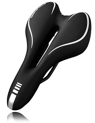 Mountain Bike Seat : CYCLEHERO Mens Premium Bicycle Saddle with Reflective Strips and Installation Tool for Mountain Bike, Trekking and Road Bike White