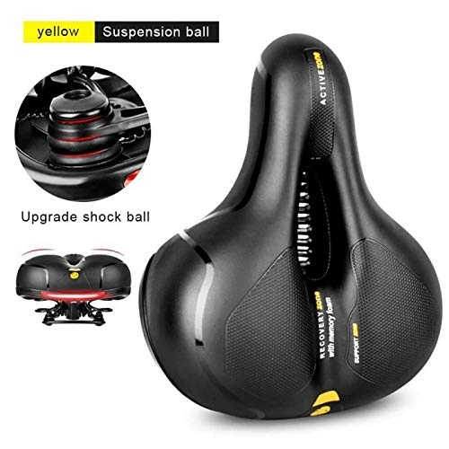 Mountain Bike Seat : CZLSD Soft Thickened Bicycle Seat Breathable Bike Saddle Seat Comfortable Foam Seat Pad Mountain Bike Shockproof Saddle (Color : Yellow)