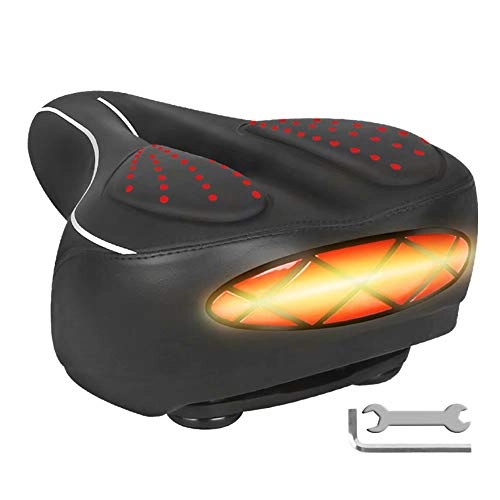 Mountain Bike Seat : Danning Bicycle Saddles Comfortable Men Women Bike Seat Foam Padded Leather with Waterproof Tail Light, Universal Fit for Indoor / Outdoor Bikes