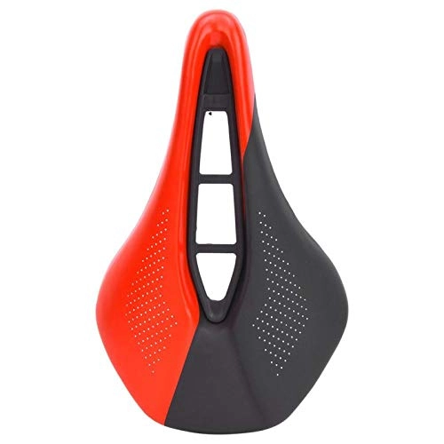 Mountain Bike Seat : DAUERHAFT Hollow Bike Seat Lightweight Quality Cycling Replacement Accessory, Suitable for Mountain Bikes(Black red)