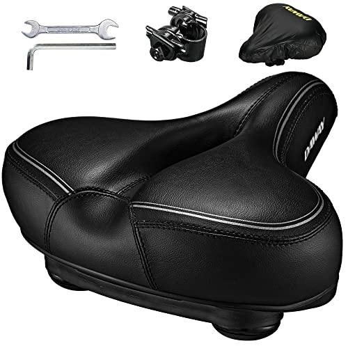 Mountain Bike Seat : DAWAY Comfortable Oversized Bike Seat - Compatible with Peloton, Exercise, Mountain or Road Bikes, C30i Extra Wide Bicycle Saddle Replacement with Memory Foam Cushion for Men Women Comfort