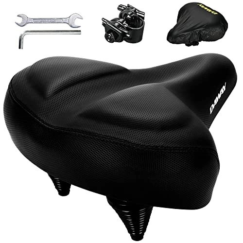 Mountain Bike Seat : DAWAY Oversized Comfort Bike Seat - C40 Most Comfortable Extra Wide Soft Foam Padded Bicycle Saddle for Men Women Senior, Universal Fit for Peloton, Cruiser, Stationary Bikes & Outdoor Cycling