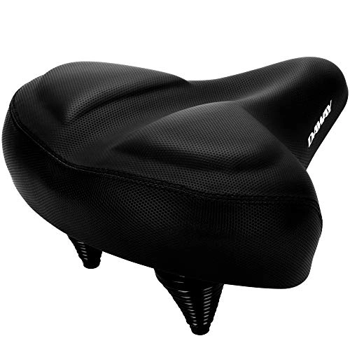 Mountain Bike Seat : DAWAY Oversized Comfort Bike Seat - C40 Most Comfortable Extra Wide Soft Foam Padded Exercise Bicycle Saddle for Men Women Senior, Universal Fit for Cruiser, Stationary, Spin Bikes & Outdoor Cycling