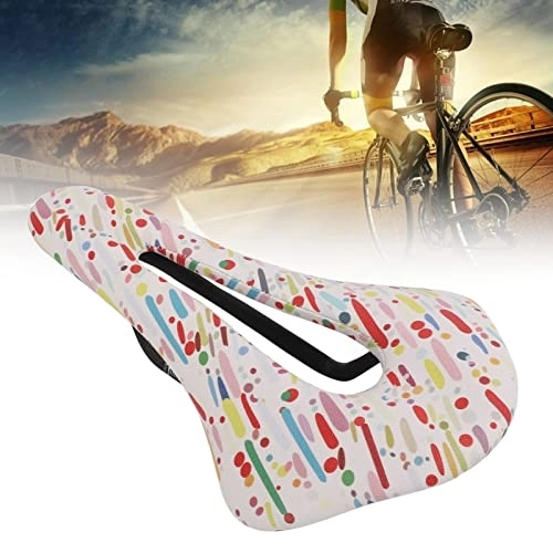 Mountain Bike Seat : Dechoga Bicycle Leather Soft Saddle Double Track Seat Tube Mountain Bike Hollow Seat Cushion -improves Comfort for Mountain Bike(白色)