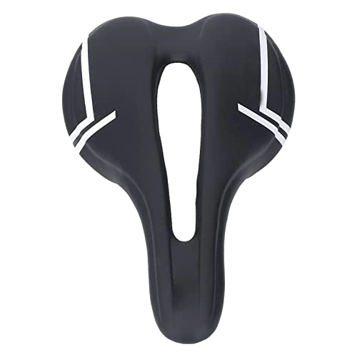 Mountain Bike Seat : DEWIN Mountain Bike Saddle Cushion Microfiber PU Leather Hollow Breathable for Road Riding(black and white)