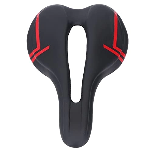 Mountain Bike Seat : DEWIN Mountain Bike Saddle Cushion Microfiber PU Leather Hollow Breathable for Road Riding(black red)