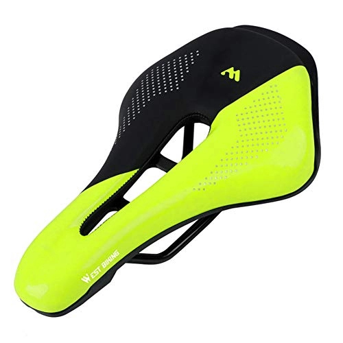 Mountain Bike Seat : DPGPLP Bicycle Seat, Comfortable Bicycle Saddle, Bicycle Seat, Mountain Bike, Road Bike, Hollow, Breathable And Comfortable Saddle Riding Equipment, fluorescent green