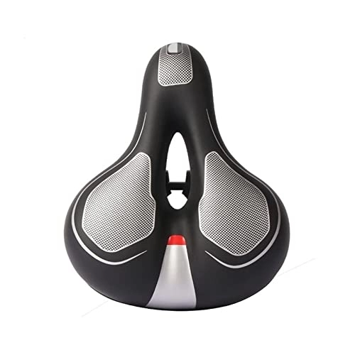 Mountain Bike Seat : DSFHKUYB LINGJ SHOP Bicycle Saddle Hollow Mountain Bike Seat Shock Absorbing Road Bike Cushion Soft Breathable Bike Saddle Cycling Accessories (Color : Silver 260x210mm)