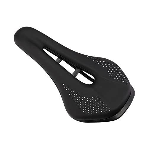 Mountain Bike Seat : DSFHKUYB LINGJ SHOP Bicycle Saddle Seat Mountain Road Steel Rails Bike Cushion Compatible With Men Skid-proof Soft Breathable PU Leather MTB Cycling Saddles (Color : Black)