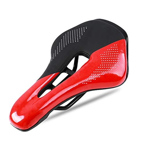 Mountain Bike Seat : DSGYZQ Bicycle Seat Cushion PU Leather Widened Silicone Padding Comfortable Wear-Resistant Mountain Bike Saddle Bicycle Accessory Seat, Red
