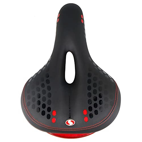 Mountain Bike Seat : DXDUI Comfortable Bike Seat with LED Taillight Dual Shock Absorbing High Elastic Designed Soft Foam Padded Fit for Road Mountain Bikes Gift for Men Women, Red