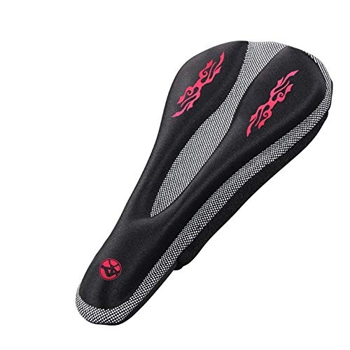 Mountain Bike Seat : DYHM Ergonomic Bike Bicycle seat cover riding equipment thick silicone saddle seat bicycle accessories road mountain bike seat cover soft cycle accessories (Color : Flame red)