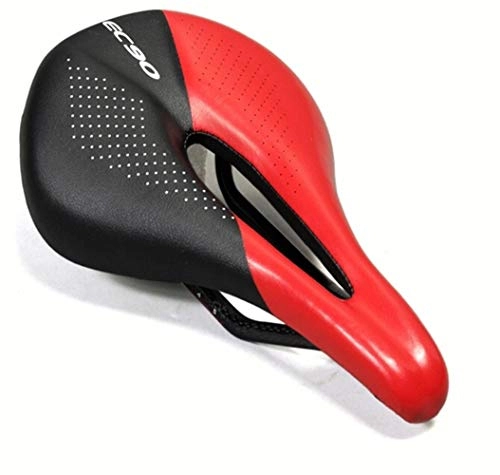 Mountain Bike Seat : DYHM Ergonomic Bike EC90 Carbon Leather Bicycle Seat Saddle MTB Road Bike Saddles Mountain Bike Racing Saddle PU Breathable Soft Seat Cushion cycle accessories (Color : Black and red)
