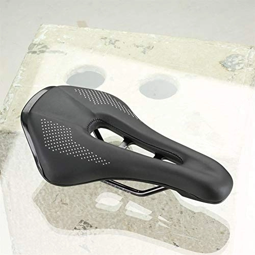 Mountain Bike Seat : DYQ Bicycle Seat Bicycle Saddle Stainless Steel Rails Road Bike Seat Cushion MTB Bike Soft PU Leather Seat Parts For Shimano PRO Stealth Saddle (Color : Black)