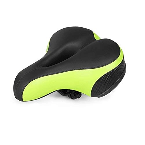 Mountain Bike Seat : DYQ Bicycle Seat Big Butt Saddle Bicycle Saddle Mountain Bike Seat Bicycle Accessories Shock Absorber Spring Saddle Tail Light (Color : Green)