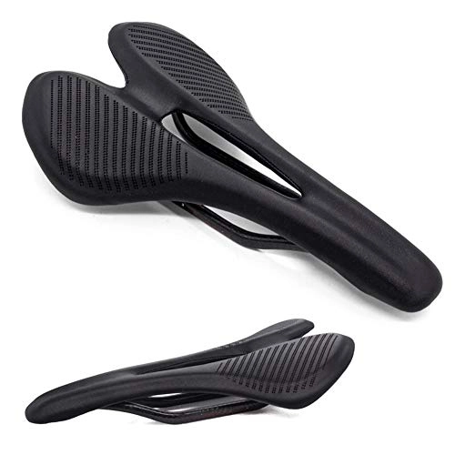Mountain Bike Seat : DYQ Bicycle Seat Carbon Fiber Road Mtb Saddle Use 3k T700 Carbon Material Pads Super Light Leather Cushions Ride Bicycles Seat (Color : Black)