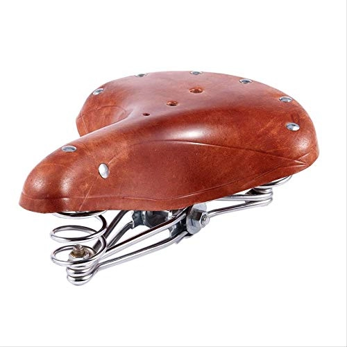 Mountain Bike Seat : DZX Comfortable Bicycle Seat, Comfortable Bicycle Saddle Mountain Bike Saddle Retro Leather Cushion Soft And Comfortable Vintage Saddle Spring Cushion Bicycle Parts
