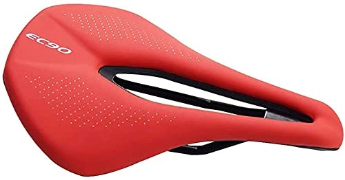 Mountain Bike Seat : EC90 Bike Seat Lightweight Gel Bike Saddle Breathable Bicycle Seats Ergonomic Design for Mountain Road Bikes Cycling (Color : Red)