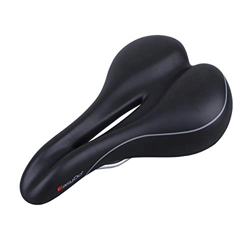 Mountain Bike Seat : ECOMN Bicycle Saddle Bike Seat Sports Style Built-in Silicone Soft Thicken PU Leather Black Brown Shock Absorption with Reflective Strip for Man Comfort