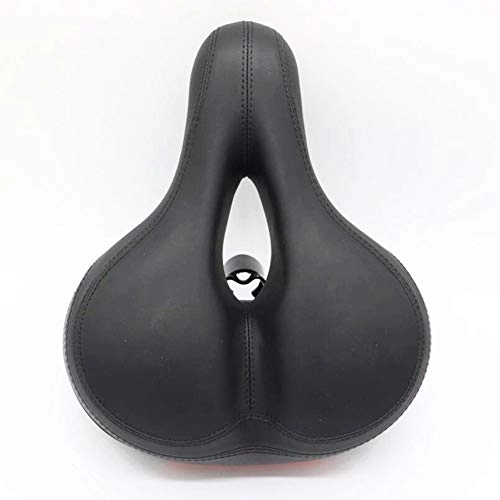 Mountain Bike Seat : ECOMN Black Bike Seat Bicycle Seat Saddle Large Hollow Soft Comfort with Shock Absorber Ball Red Highlight Reflective Strip
