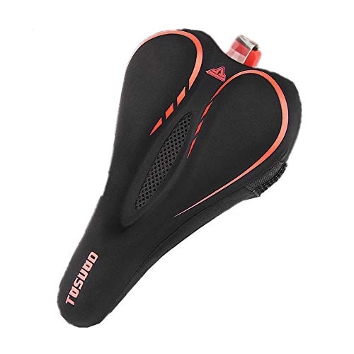 Mountain Bike Seat : Exercise Bike Seat Bike Saddle Cushion Bike Seat Cover Bicycle Seat With Tail Light For Mountain Bike Road Bike (Color : Red, Size : 1)