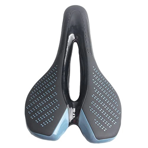Mountain Bike Seat : F Fityle Comfortable Men Women Bike Seat Foam Padded Leather Road Mountain Bicycle Saddle Cushion with Taillight, Breathable, Fit MTB, Most Bikes - black blue