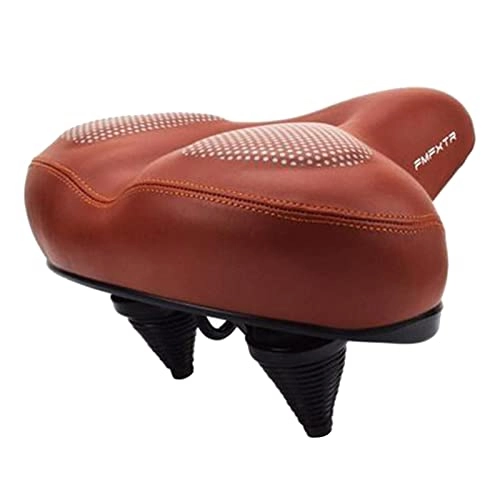 Mountain Bike Seat : F Fityle Shockproof Extra Wide Bike Seat Big Bum Breathable Bicycle Padded Cushioned Seat with Thick Gel / Sponge - Brown Gel