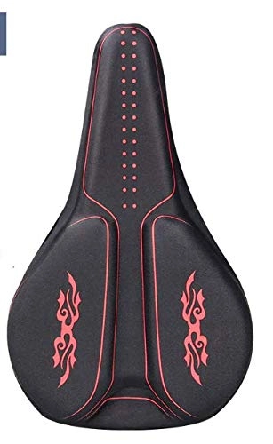 Mountain Bike Seat : FANGXUEPING Bicycle Cushion Cover Riding Equipment Thickened Silicone Saddle Cushion Bicycle Accessories Highway Mountain Bike Seat Cover Soft 27.5 * 17.5cm Black red
