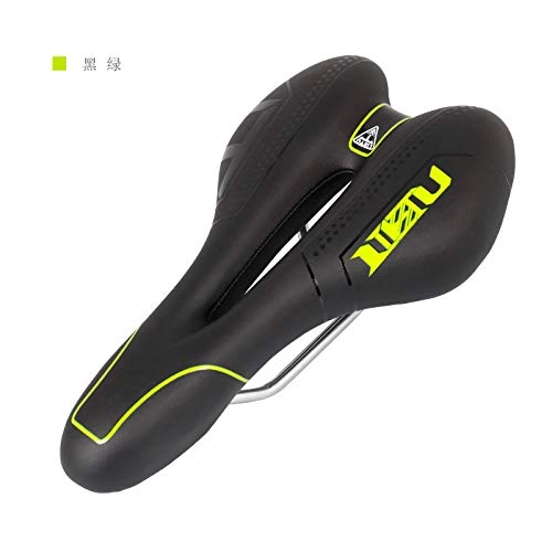 Mountain Bike Seat : FANGXUEPING Bicycle Saddle Mountain Bike City Car Seat Cushion Double Tail Wing Middle Hollow Riding Accessories dark green
