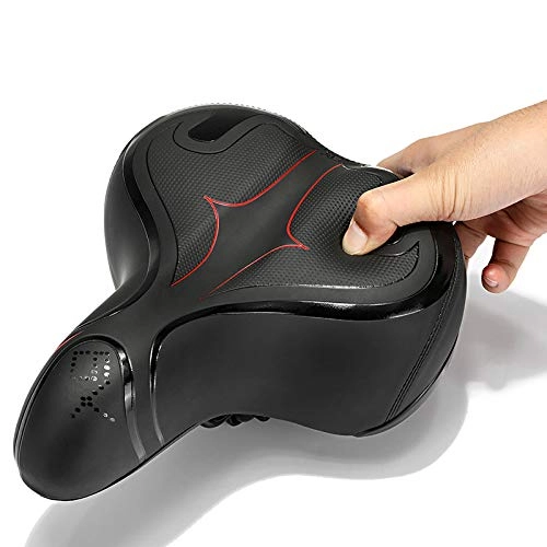 Mountain Bike Seat : FANGXUEPING Bicycle Saddle Mountain Bike Saddle Bicycle Seat Riding Equipment Mountain Bike Cushion 25 * 20cm Black and red reflective stickers