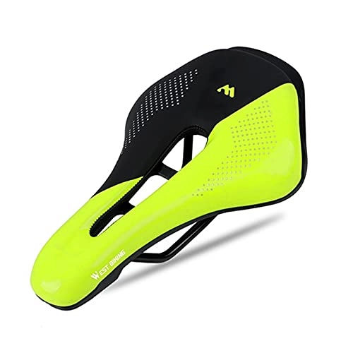 Mountain Bike Seat : feifei Bicycle Saddle Waterproof Bike Seat Wear-resistant Hollow Road Bicycle Parts Cycling Seat Bike Saddle (Color : Fluorescent Green)