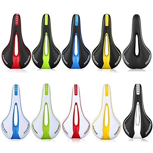 Mountain Bike Seat : FHJSK bike seat Mountain bike saddle soft cushion comfortable breathable silicone seat road bike saddle riding equipment bicycle accessories (Color : White yellow)