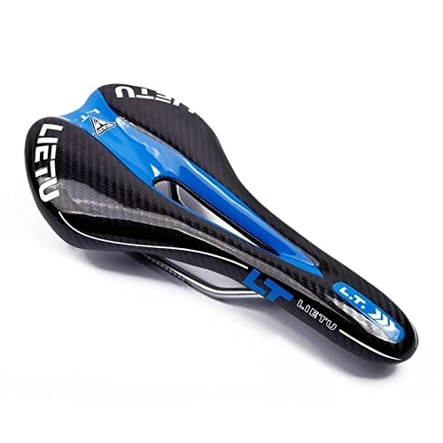Mountain Bike Seat : FIAWAX Bicycle Seat Mtb Road Mountain Bike Saddle Triathlon Bmx Racing Shock Absorber Cycle Carbon Pattern Rack Cycling Accessories (Color : Black Blue)