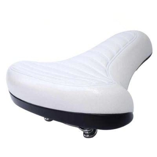 Mountain Bike Seat : FIAWAX Bicycle Seat Road Bike Retro Saddle Oversized Mountain MTB Cushion Universal Soft Comfortable Spring Damping Cycling Accessories (Color : White)
