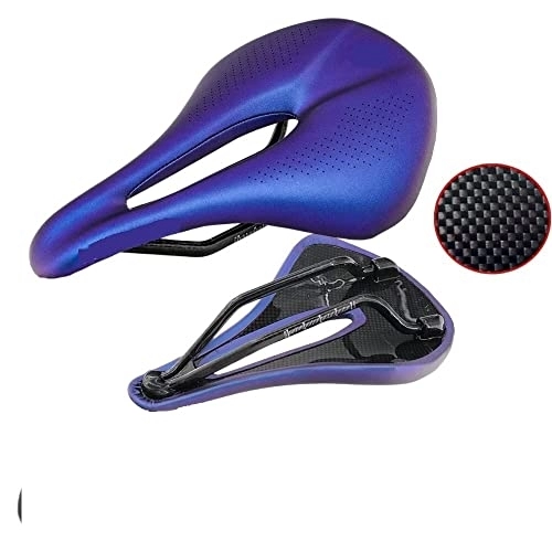 Mountain Bike Seat : FIAWAX Carbon fiber saddle road mtb mountain bike bicycle saddle for man cycling saddle trail comfort races seat red white (Color : Blue 155mm)