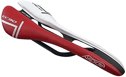 Mountain Bike Seat : Fisecnoo Bike Seat Carbon Road Bicycle Saddle Hollow Full Carbon Mountain Bike Saddle Bicycle Parts Bicycle Accessories (Color : White Red)