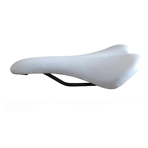 Mountain Bike Seat : Fixed Gear BMX Mountain Road Cycling MTB Bike Bicycle Saddles Soft PU Seat Cushion Accessories (Color : White, Size : 28 * 3.5 * 18.5cm)