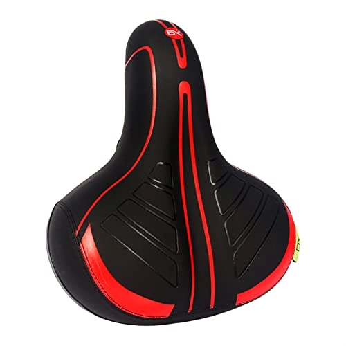 Mountain Bike Seat : Flcfaca Big Butt MTB Bicycle Saddle Seat Road Mountain Bike Cycling Saddle Gel Seat Shock Absorber Wide (Color : Red)