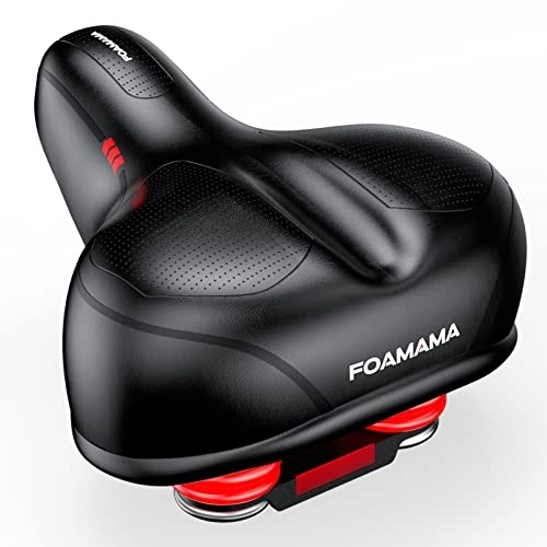 Mountain Bike Seat : Foamama Comfortable Bike Seat, Compatible with Peloton, Exercise, Road, and Mountain Bikes, Bicycle Saddle Replacement with Dual Shock Absorbing Balls and High-Density Foam for Men & Women Comfort