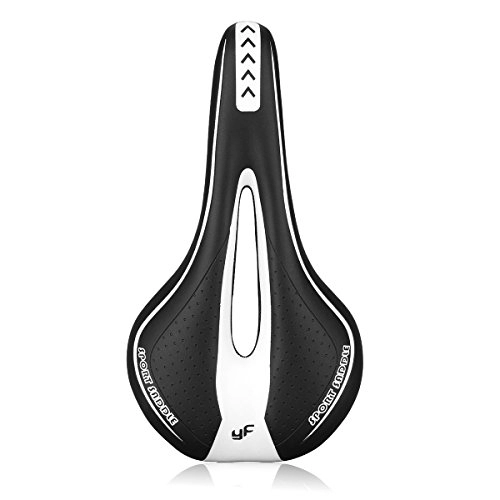 Mountain Bike Seat : Foir Bike Saddle Mountain Bike Seat Breathable Comfortable Bicycle Seat with Central Relief Zone and Ergonomics Design Relax Your Body Road Bike and Mountain Bike (White and Black)