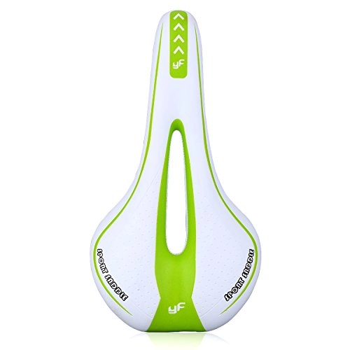 Mountain Bike Seat : Foir Bike Saddle Mountain Bike Seat Breathable Comfortable Bicycle Seat with Central Relief Zone and Ergonomics Design Relax Your Body Road Bike and Mountain Bike (White and Green)