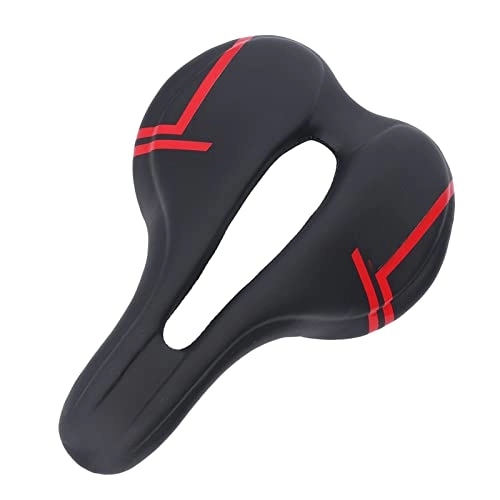 Mountain Bike Seat : FOLOSAFENAR Mountain Bike Saddle Cushion, Hollow Bike Cushion Breathable 100kg Weight Bear One Piece Molding Tilted Down Head for Riding(Black and Red)