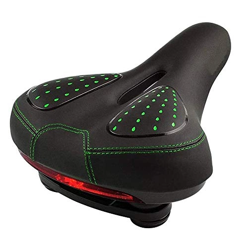 Mountain Bike Seat : FUJGYLGL Bike Seat, Cushion Taillight Men Women Comfortable Wide Mountain Bicycle Saddle Dual Spring Waterproof Breathable Gel Padded Leather Universal Fit for Cyclebikes
