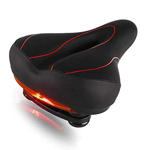 Mountain Bike Seat : FUJGYLGL Mountain Road Bike Seat, Bicycle Seat with Memory Foam Padded Leather, Waterproof Wide Bike Saddle with Taillight, Dual Spring Designed, Soft, Breathable