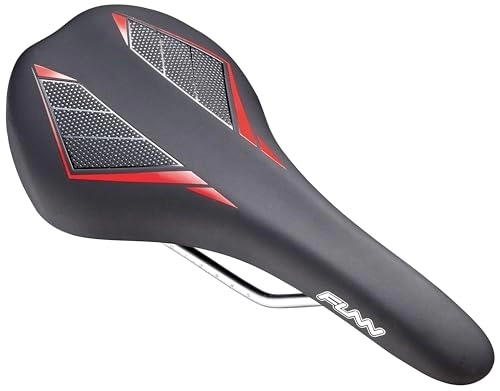 Mountain Bike Seat : Funn Skinny Mountain Bike Saddle with Durable CrMo Rails, Featherlight and Streamlined Bicycle Seat, Tough Vinyl Leather Covered Bicycle Saddle for MTB, BMX and Road Bike (Red)