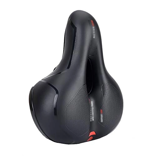 Mountain Bike Seat : FVIEW Bike Saddle, Breathable Mountain Bike Seat, Cycle Saddle Wide Cushion Pad, Bicycle Bike Seat with Shockproof Spring and Punching Foam System (Color : Shock absorber Red)