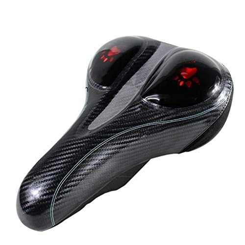 Mountain Bike Seat : FVIEW Comfortable Men Women Bike Seat ，Padded Leather Wide Bicycle Saddle Cushion, for Mountain Bikes City Bikes Exercise Bike (Color : Black upgrade)